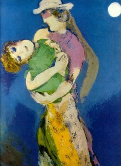 Marc Chagall, Amantes con claro de luna (1938)