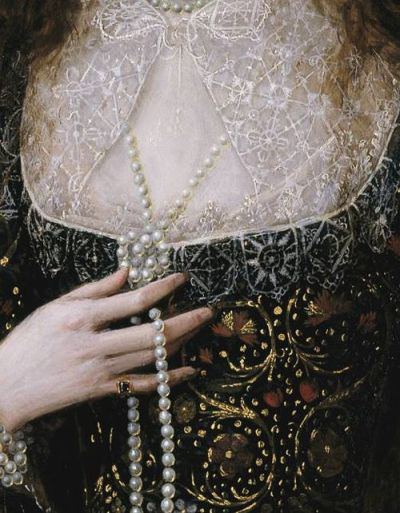Robert Peake the Elder  Lady Anne Pope (details), 1615.